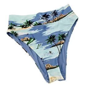 Aerie blue high waisted tropical bikini bottoms